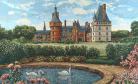 Tapestry "French Castle with Swan Pond"
