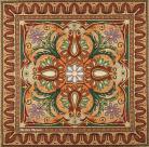Tapestry pillow cover "Green and Orange Floral Ornament"